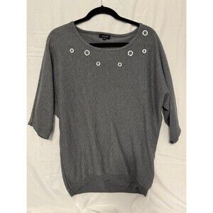Verve Ami Charcoal Gray Short Sleeve Sweater with Metallic Accents Women’s M